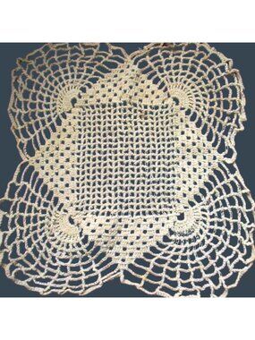 Vintage Beige Hand-Crocheted Lace Doily Table Decor With Intricate Design
